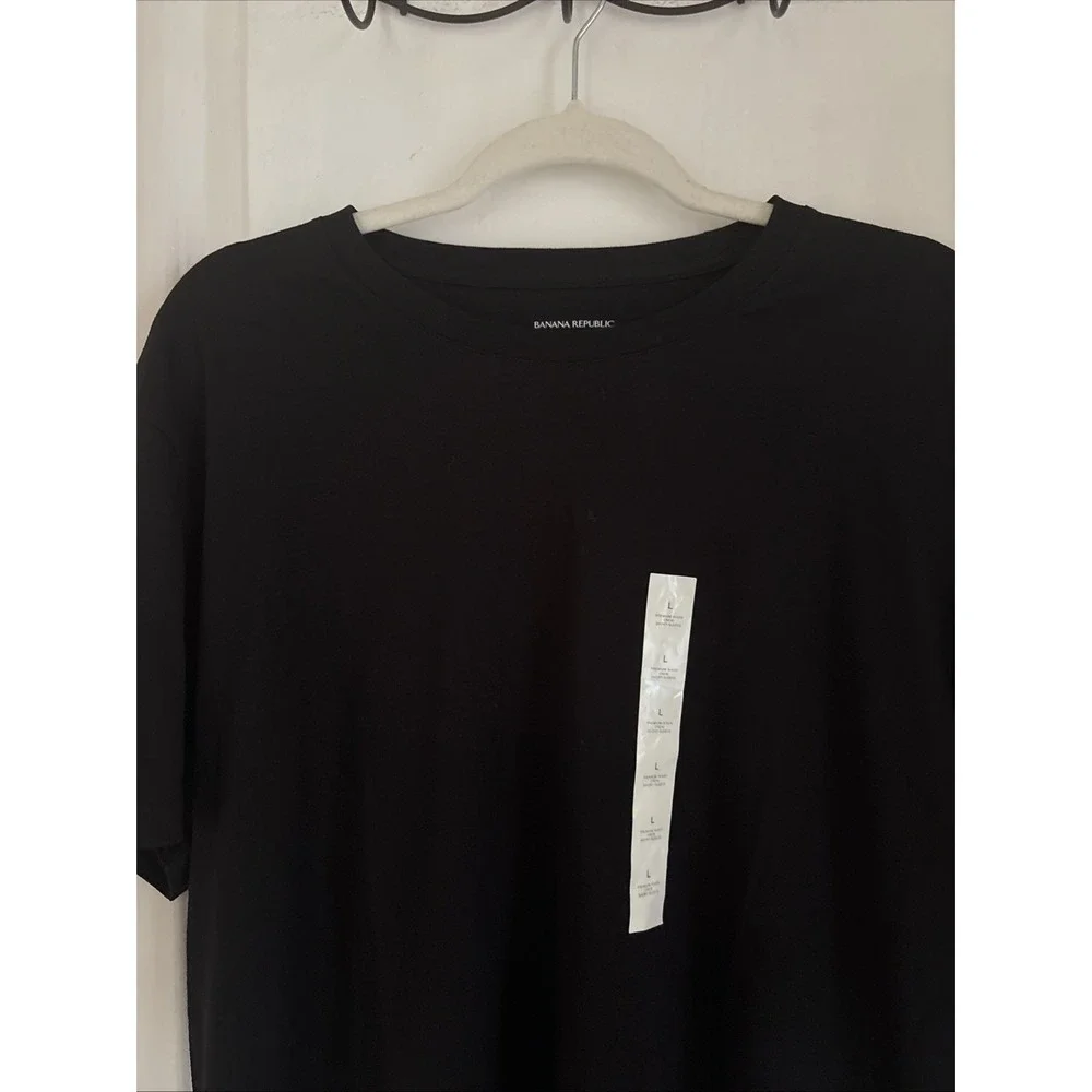 NWT Banana Republic STANDARD-FIT PREMIUM WASH CREW-NECK T-SHIRT Black Sz L